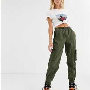 Bershka Olive Green Cargo Pants